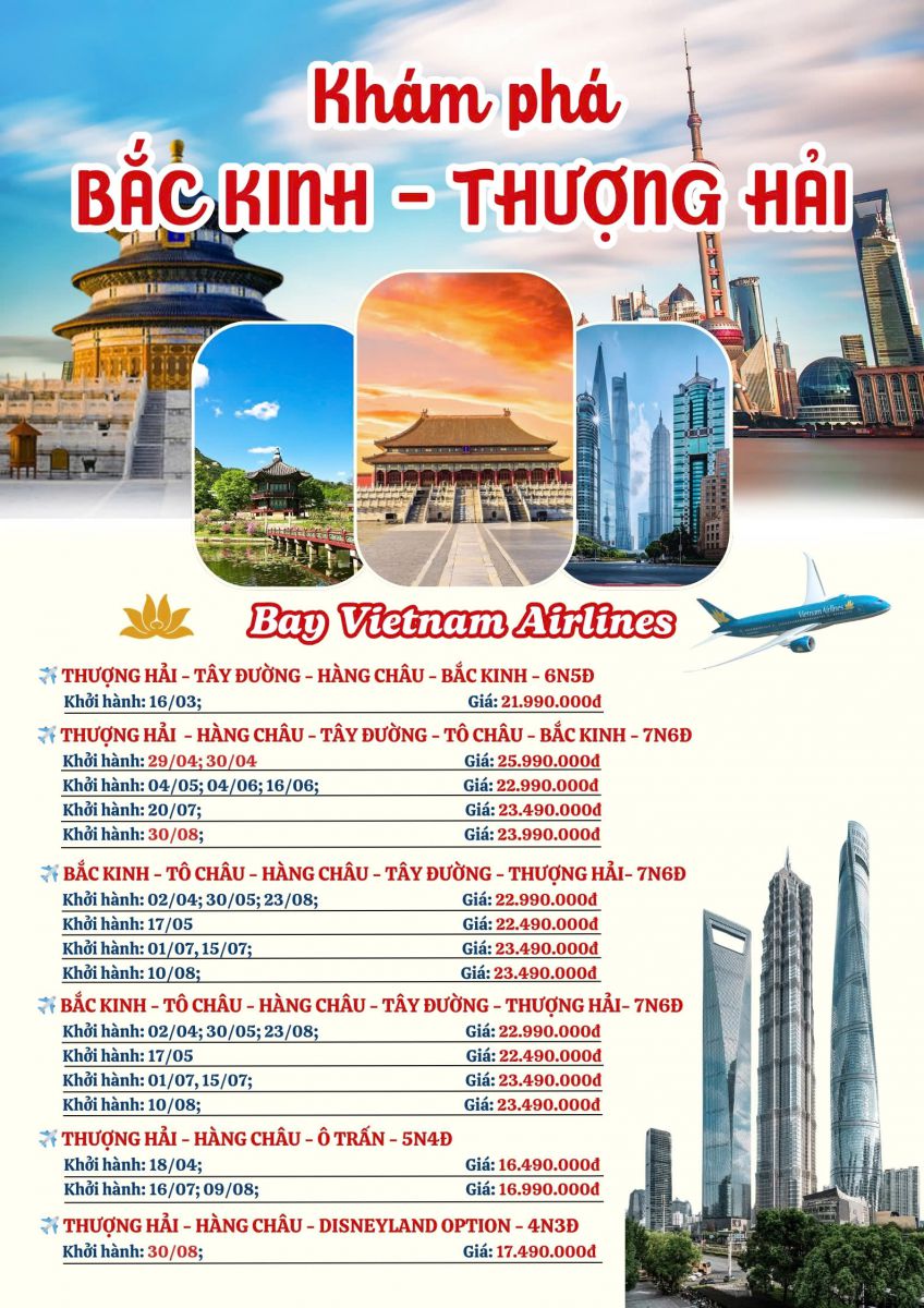 KHÁM PHÁ BẮC KINH - THƯỢNG HẢI ( BAY VNA)